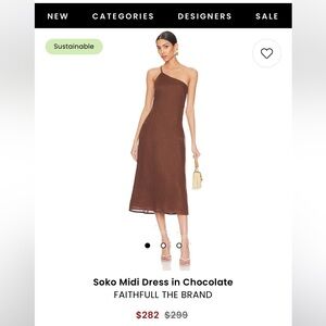 NWT faithfull the brand soko midi dress in chocolate